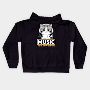 Music Because Therapy is Expensive Cute Kitten Kids Hoodie